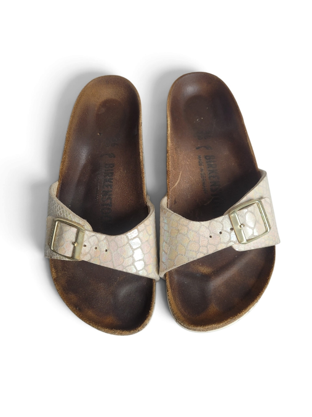 Birkenstock Madrid Sandals Snake Pearl Beige Size 36